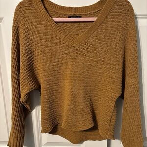 American Eagle Loose Knit Crop Top Long Sleeve Tan Brown Size Medium Women’s
